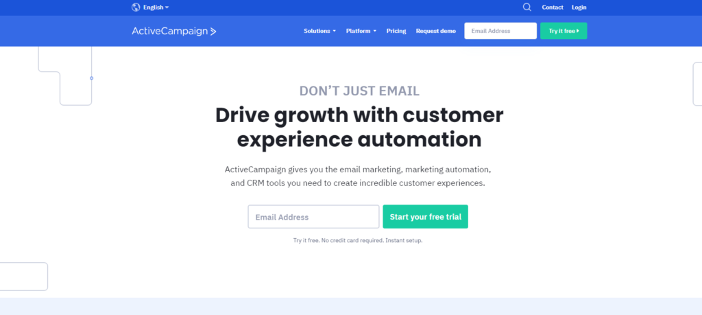 ActiveCampaign domovská stránka