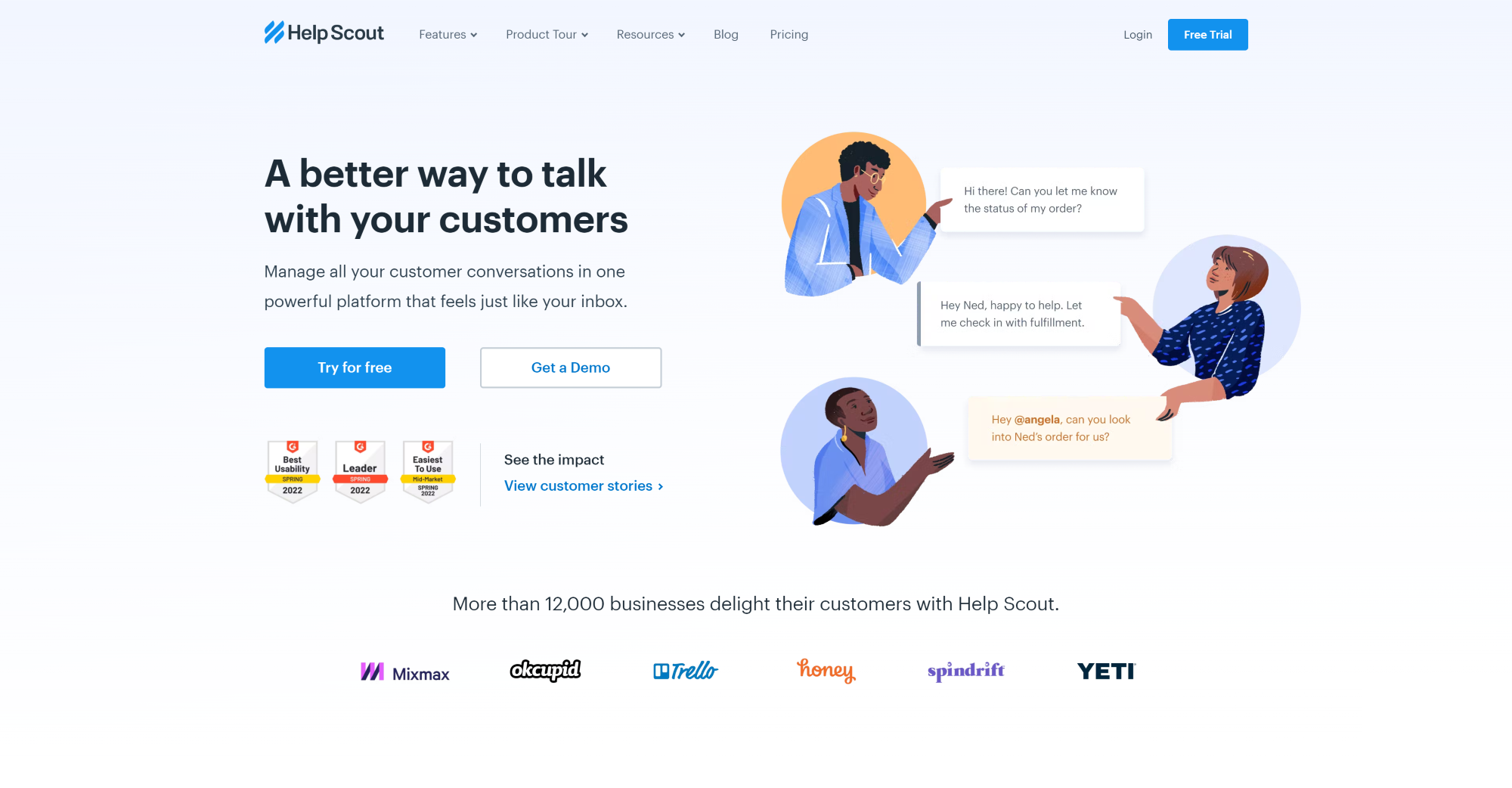 Úvodná stránka softvéru helpdesku Help Scout