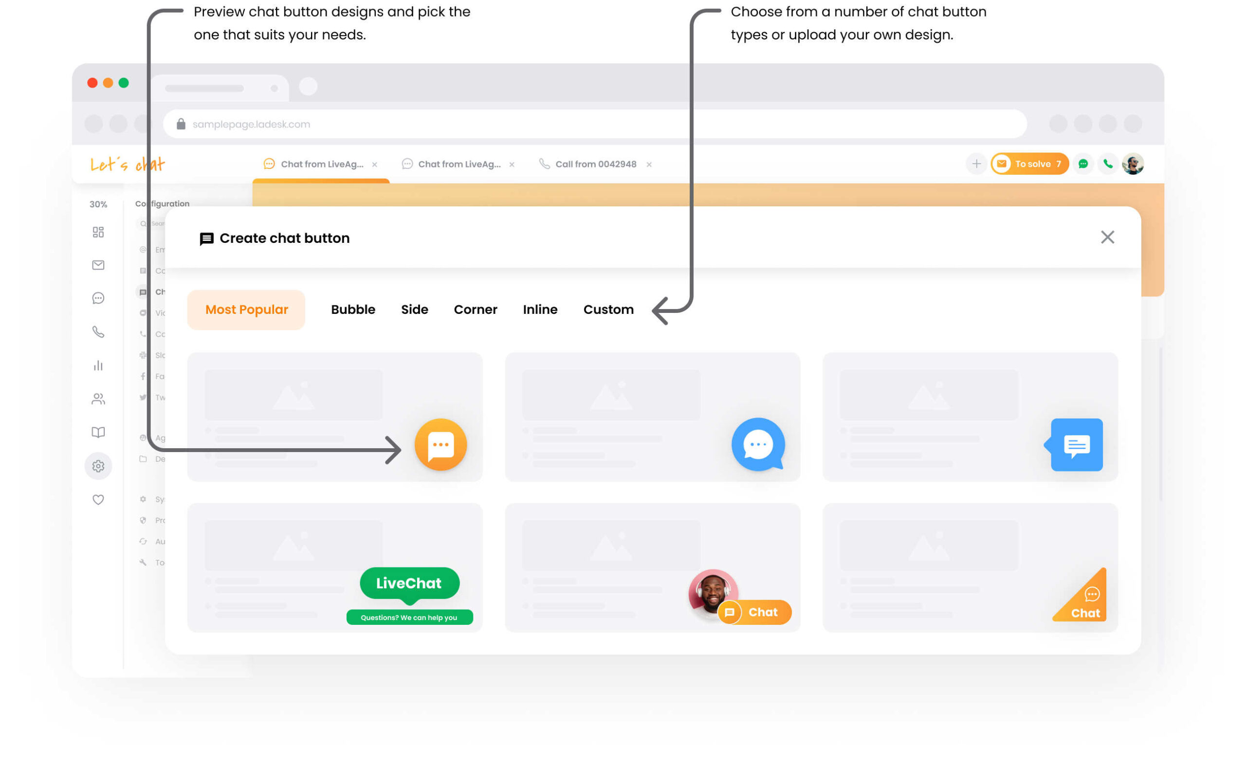 Tlačidlo živého chatu LiveAgenta