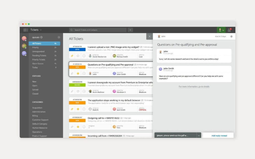 Snímka používaného nástroja databázy znalostí HappyFox