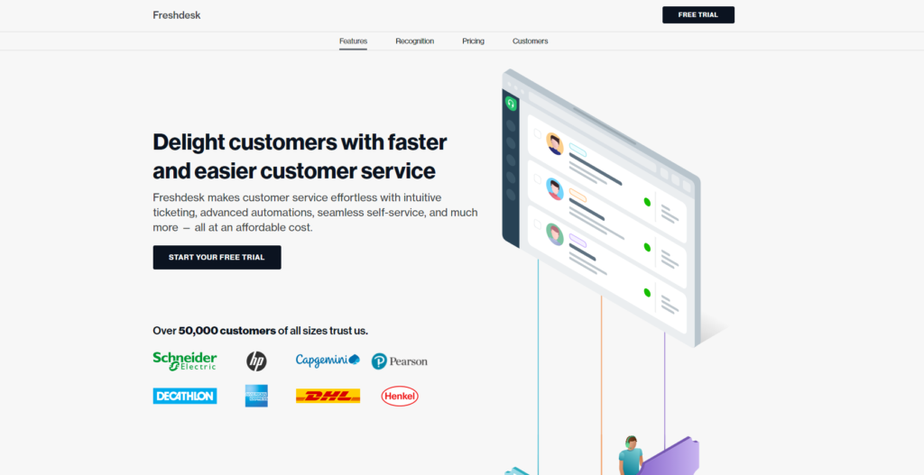 Freshdesk domovská stránka