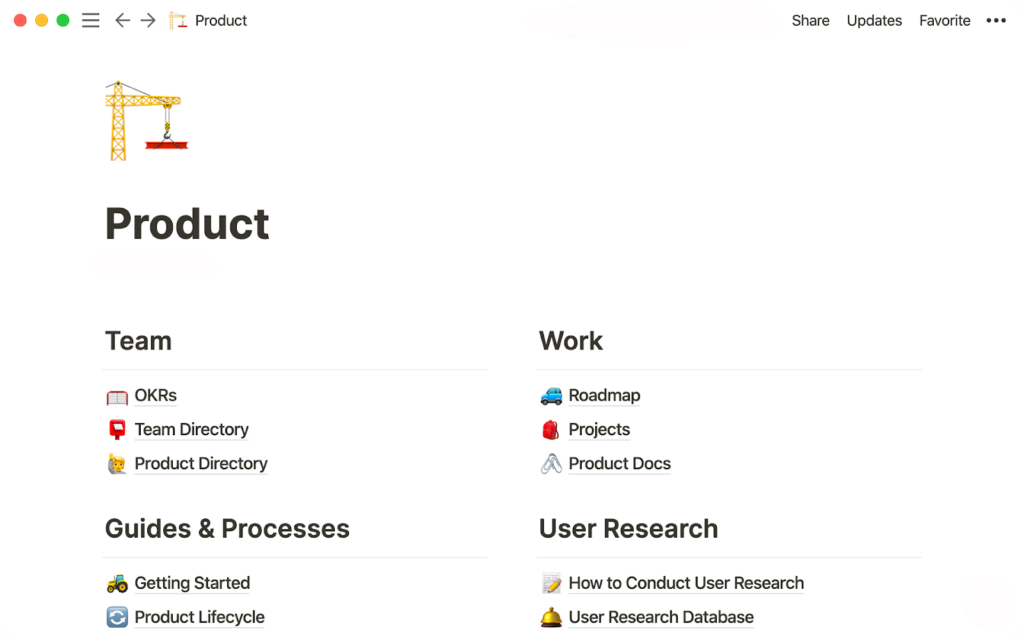 Ilustrácia databázy znalostí vytvorenej pomocou Notion