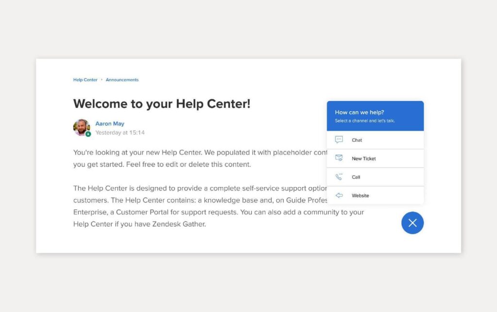 Príklad riešenia znalostnej databázy pomocou Zendesk