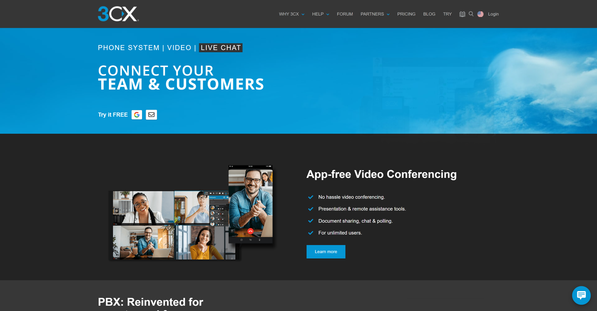 3CX Call Center software homepage